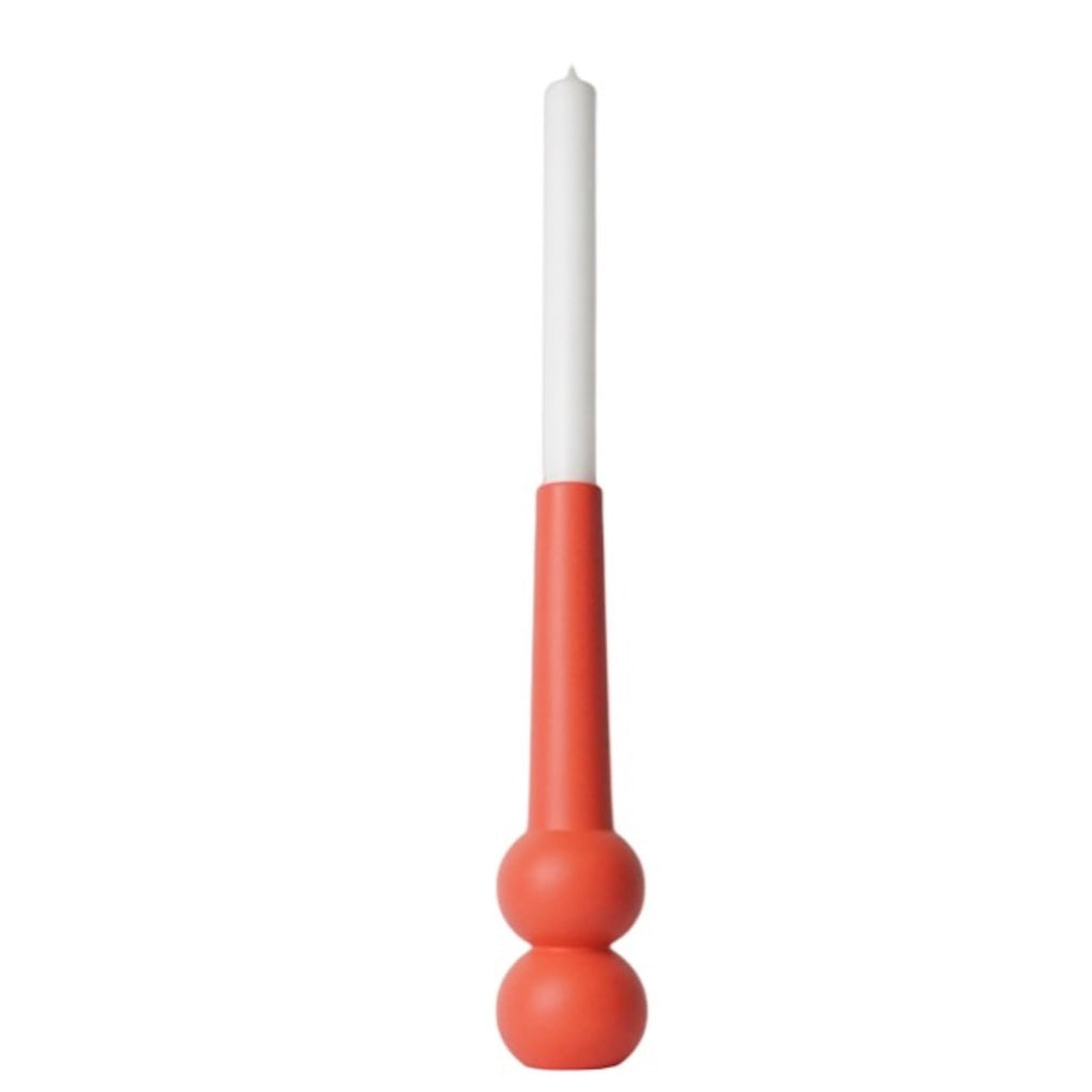 LEMON LILY Candleholder cone high Dinner candle only Coral red
