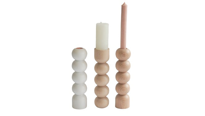 LEMON LILY Candleholder 3-in-1 high - natural Multifunctional 3-in-1 (dinner, tea, pillar candles) Natural